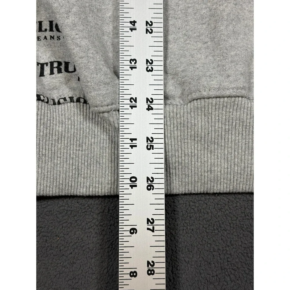 True Religion Hoodie Mens Large Gray Logo Print Pullover